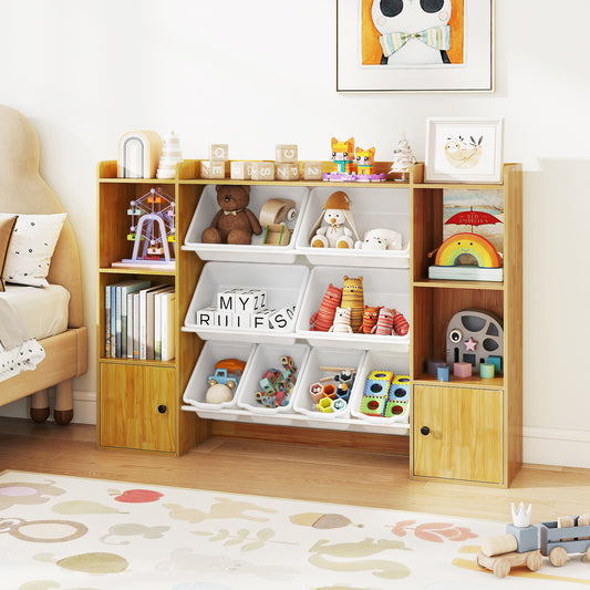 Kids Toy Storage Bookshelf With Boxes, Open Shelves, Beige Kids Storage Beige at Gallery Canada