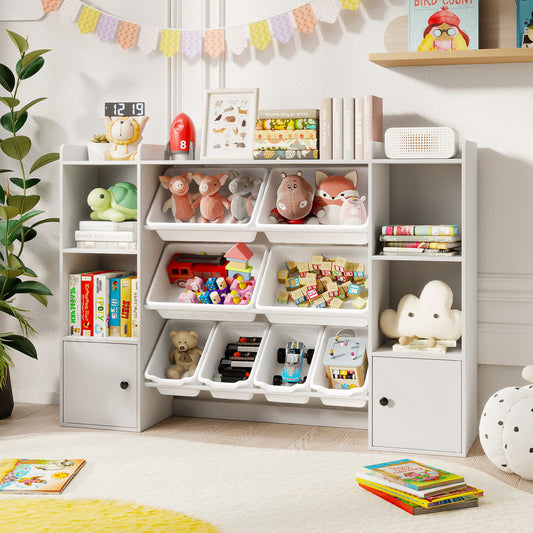 Kids Toy Storage and Bookshelf with Boxes and Open Shelves, White Kids Storage White at Gallery Canada