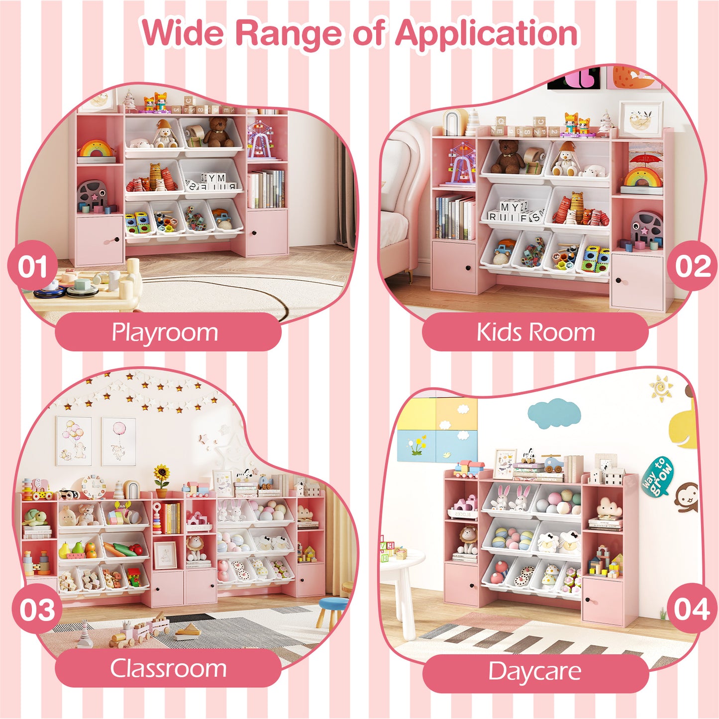 Kids Toy Storage Bookshelf With Boxes, Pink Kids Storage at Gallery Canada