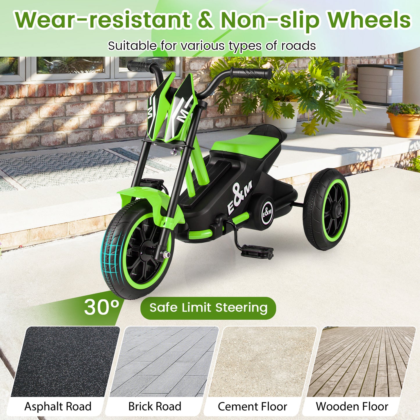 Kids Tricycle 3-Wheel Toddler Bike with Foot Pedals Forward Backward, Green Balance Bikes at Gallery Canada
