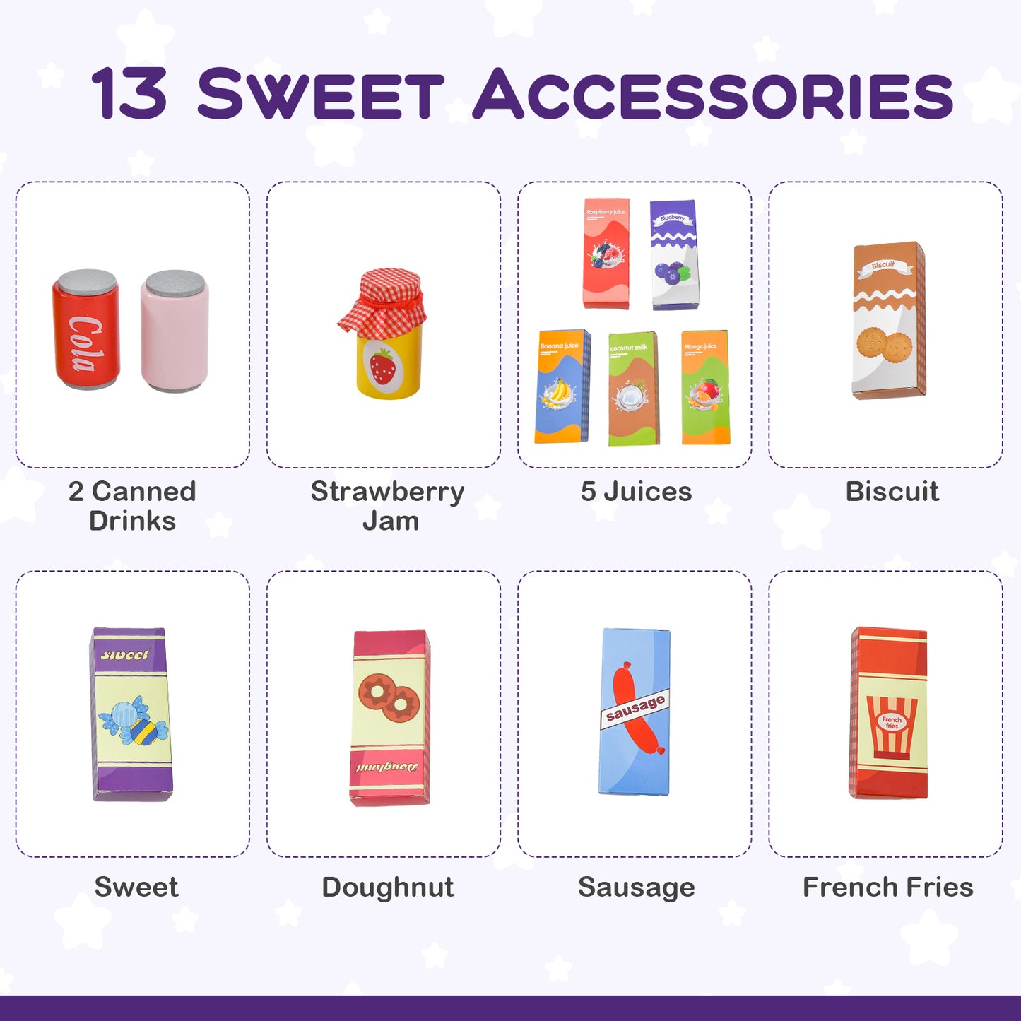 Kids Wooden Supermarket Play Toy Set with Checkout Counter, Purple Play Kitchen Sets at Gallery Canada