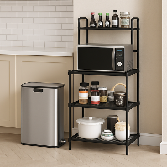 4-Tier Kitchen Microwave Storage Rack With Trash Can Kitchen Organization Options at Gallery Canada