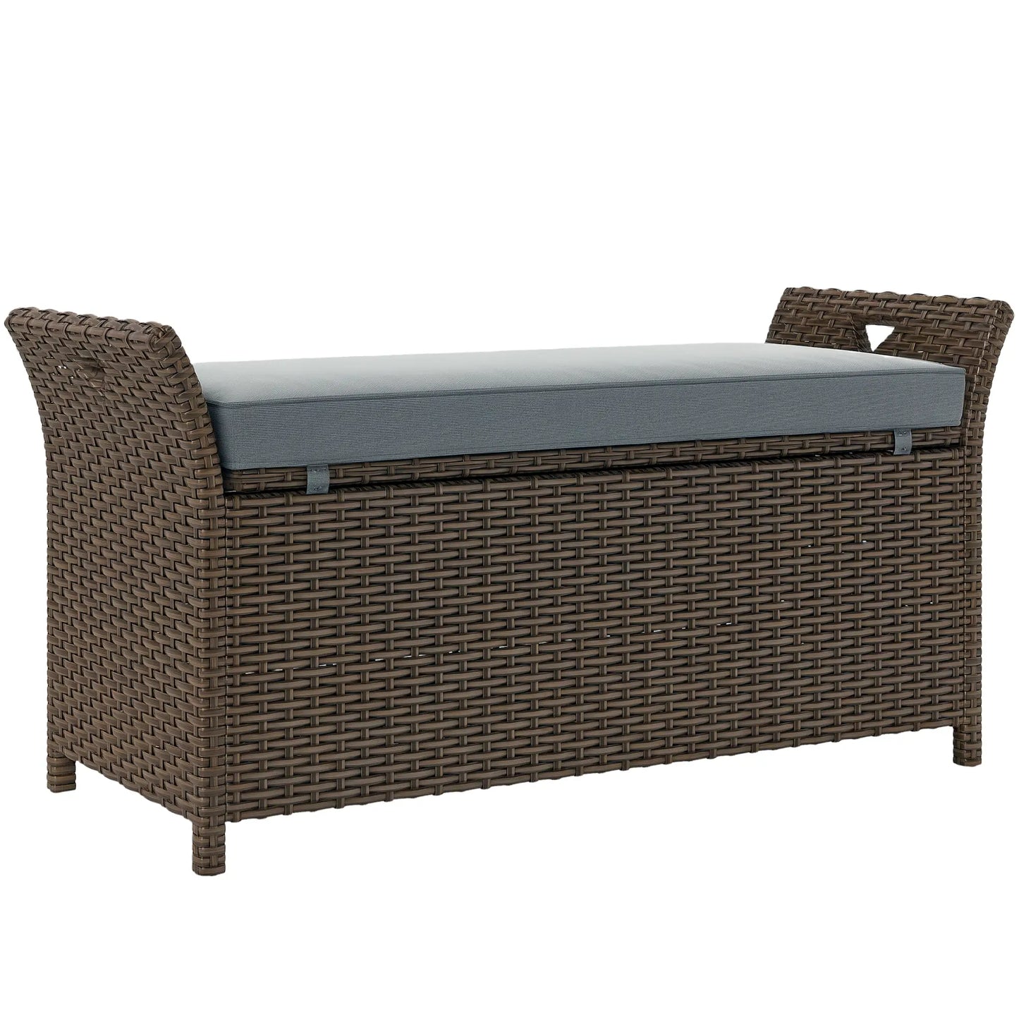 2-In-1 Outdoor Rattan Storage Bench, 29 Gallon, Dark Grey Patio Storage Boxes at Gallery Canada