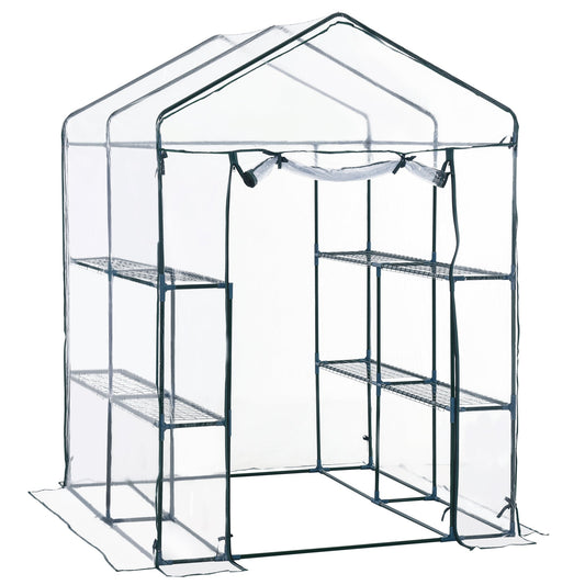 56" x 56" x 77" Walk-in Plant Greenhouse Portable Garden Flower Seed Warm House 8 Shelves Outdoor Plant Growth Hot House PVC Cover Transparent at Gallery Canada