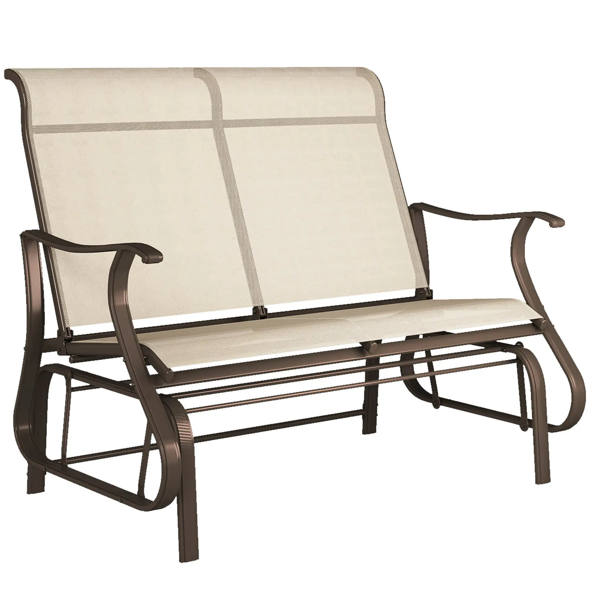 2-Person Outdoor Glider Chair Steel Frame Mesh, Khaki Outdoor Gliders at Gallery Canada