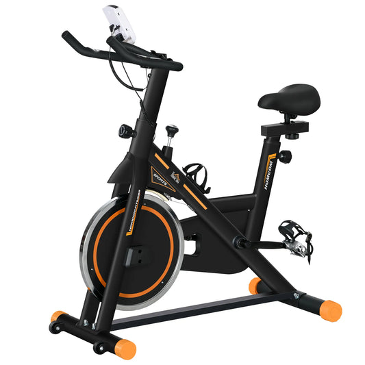 Upright Stationary Exercise Bike, Adjustable Resistance, LCD Monitor, Orange Exercise & Stationary Bikes Orange, Black at Gallery Canada