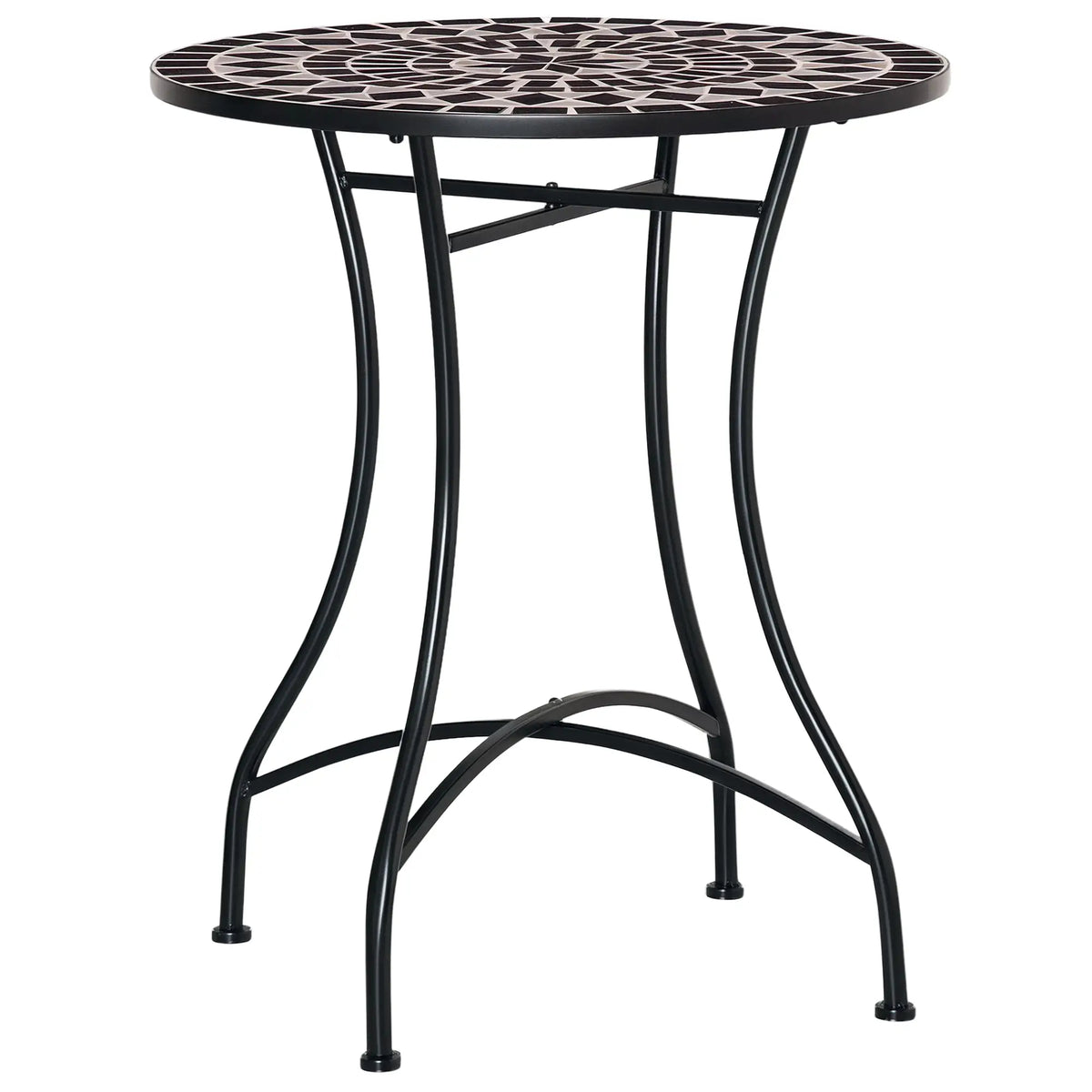 Round Mosaic Patio Table, Metal Frame, Outdoor Garden Furniture, Black Patio Side Tables at Gallery Canada