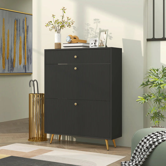 Narrow Shoe Storage Cabinet, Adjustable Shelves, 12 Pairs, Black Shoe Storage Cabinets & Racks Black at Gallery Canada