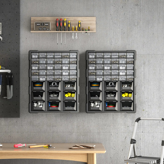 Plastic 39 Drawer Parts Organizer, Wall Mount Storage Cabinet, 2, Black Tool Organizers Black at Gallery Canada