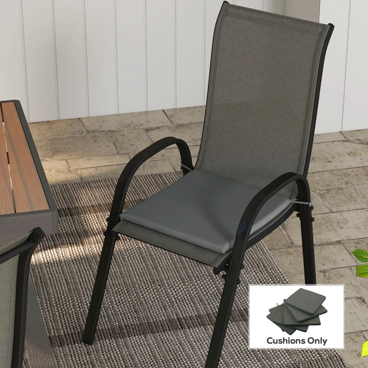 6-Piece Seat Cushion Pillows, Patio Chair Cushions with Ties, Charcoal Grey Patio Chair Cushions Charcaol Grey at Gallery Canada