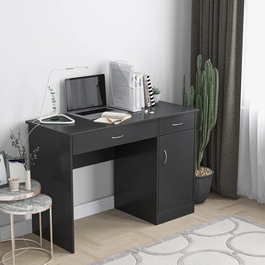 Computer Desk with Storage Drawers, Study Writing Table, Black Writing Desks Black at Gallery Canada