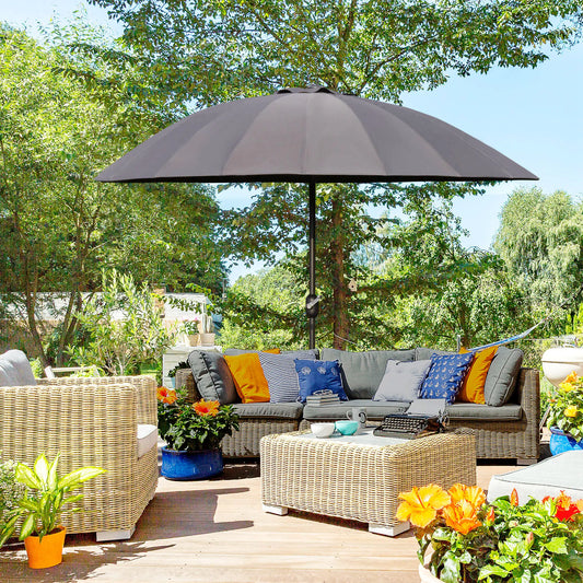 8ft Garden Parasol, Crank & Tilt, Adjustable Sun Shade, Dark Grey Patio Umbrellas Dark Grey at Gallery Canada