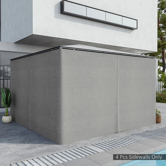Universal Gazebo Curtains, 4-Panel, 10' x 13', Grey Gazebo Sidewalls Light Grey at Gallery Canada