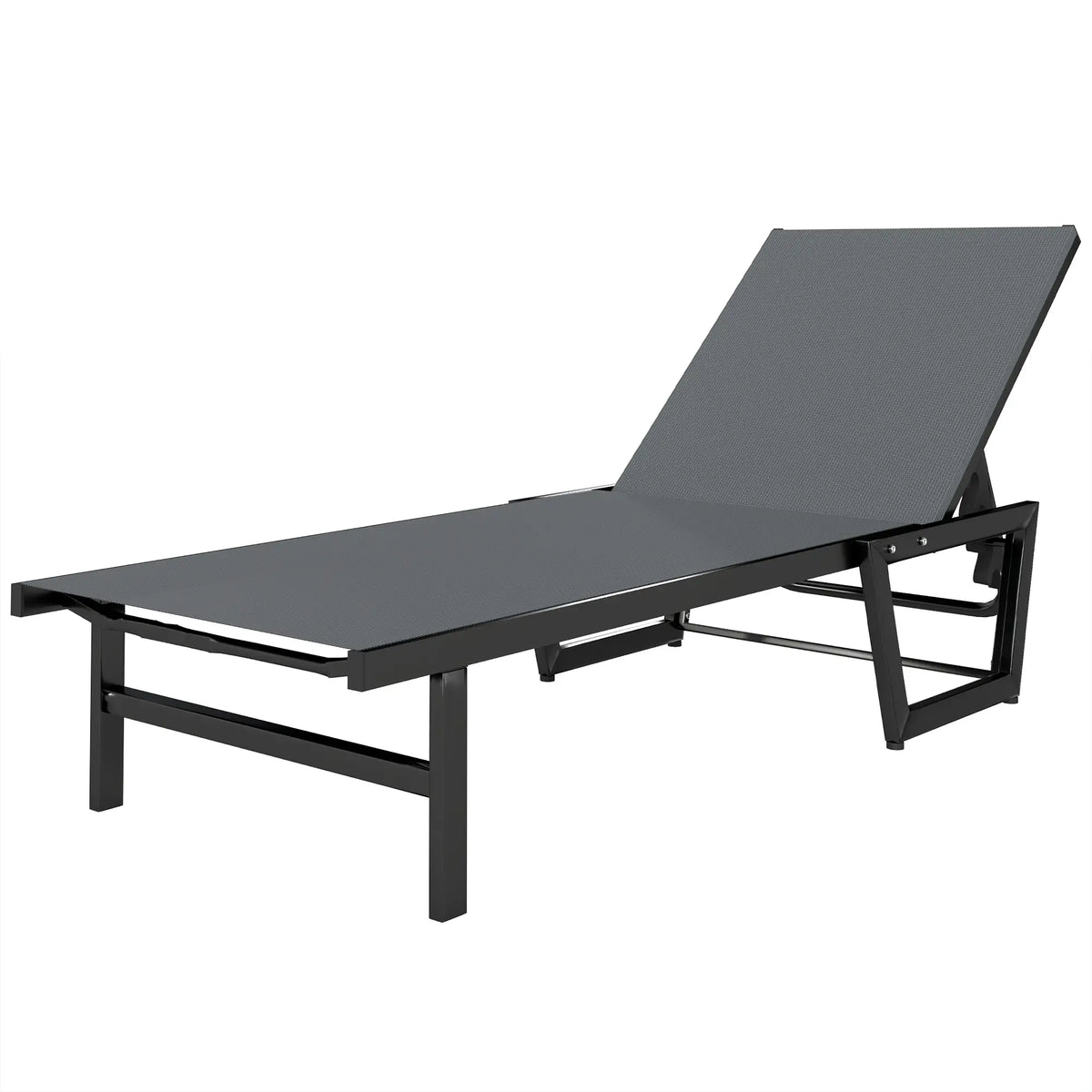 63 cm Wide Outdoor Lounge Chair, 4-Position Tanning Lounger, Dark Grey Lounger Chairs at Gallery Canada