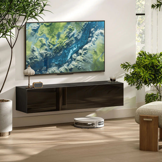 Floating TV Stand, Storage Cupboards for 45, 55, 65in TVs, Black TV Stands Black at Gallery Canada