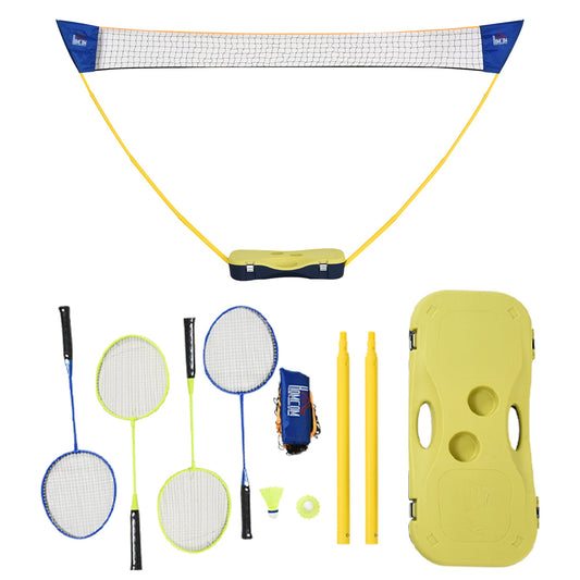Portable Badminton Net Set with 9.5x5 ft Net, Foldable Badminton Net with 2 Shuttlecocks, 2 Badminton Rackets and 1 Suitcase, for Indoor Outdoor, Beach, Backyard - Gallery Canada