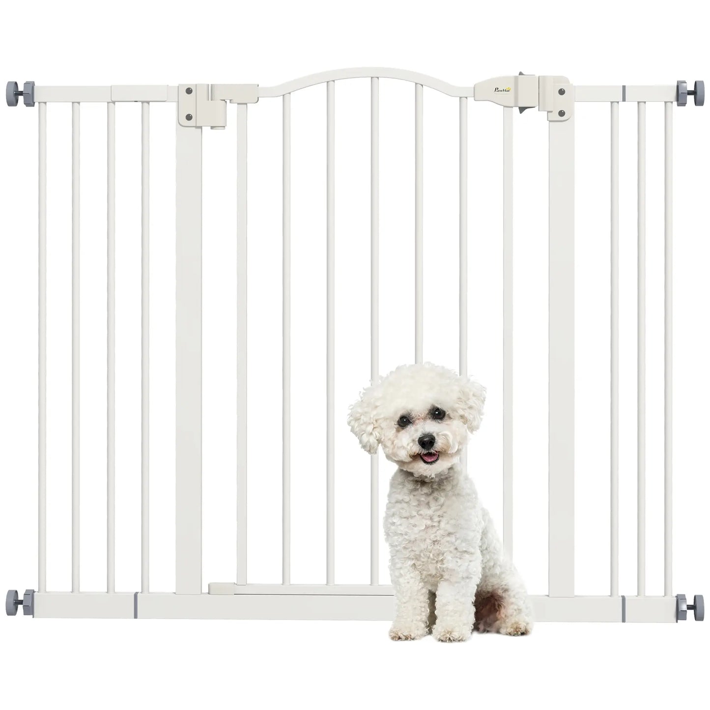 Extra Tall Dog Gate with Door, Pressure Fit, Auto Close, 29"-39", White Houses, Kennels & Pens at Gallery Canada