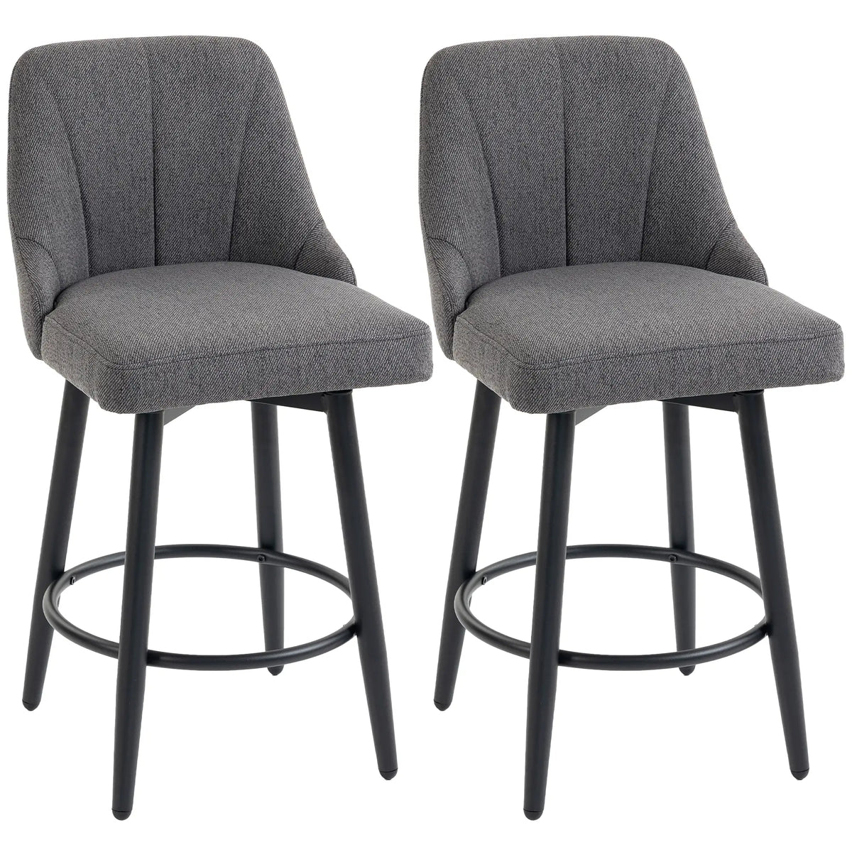 Swivel Bar Stools Set of 2, Counter Height, Dark Grey
