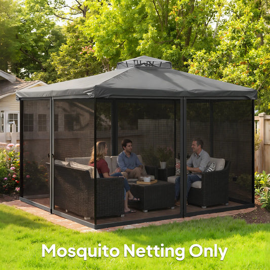 Replacement Mosquito Netting, 13' x 13', Black, Dark Grey Gazebo Sidewalls Dark Grey at Gallery Canada