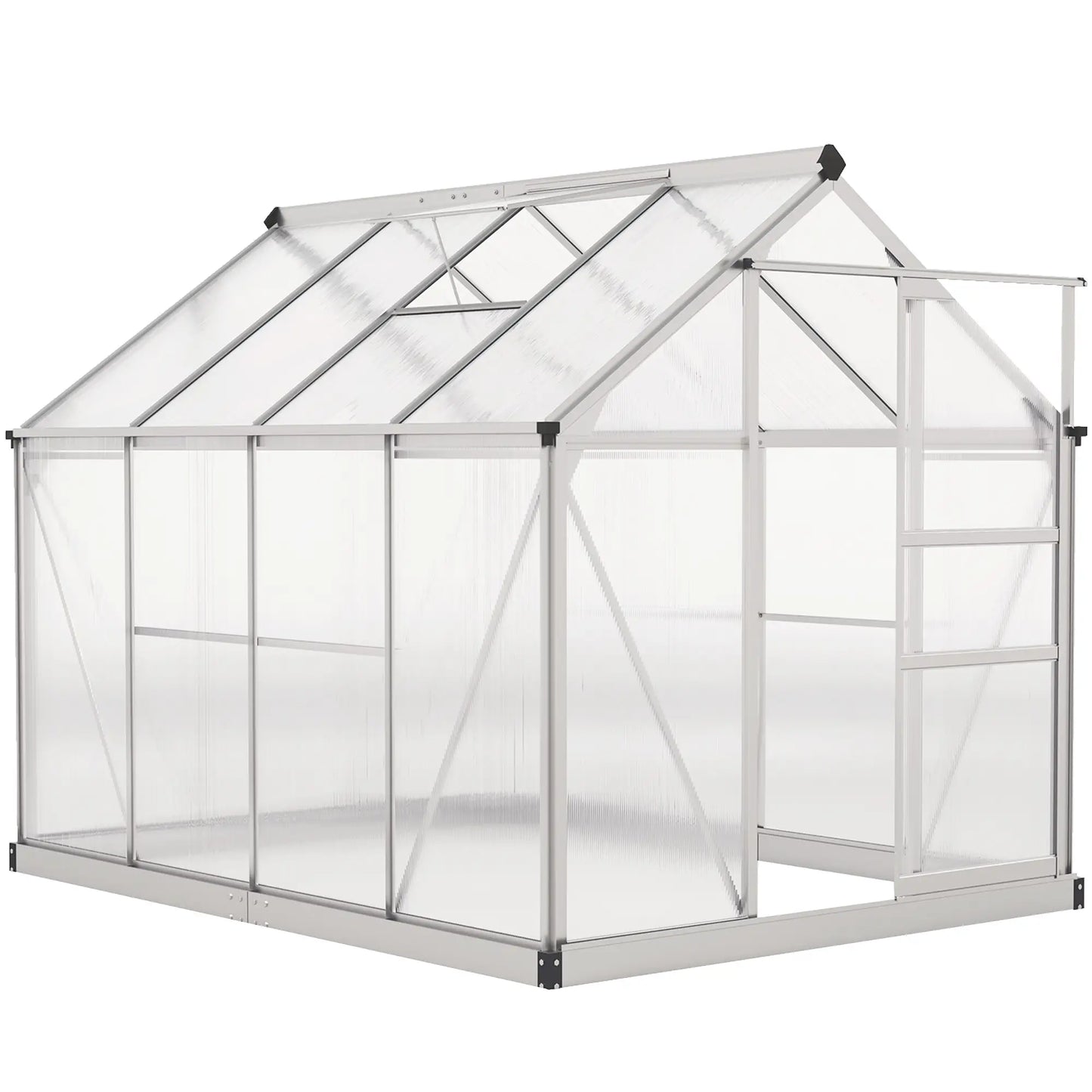 6' x 8' x 6.6' Polycarbonate Greenhouse, Walk-In Garden Kit, Silver Walk In Greenhouses at Gallery Canada
