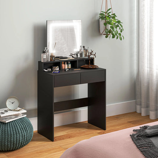 Makeup Vanity Desk with Mirror, LED Lights, Drawers, Black Dressing & Vanity Tables Black at Gallery Canada