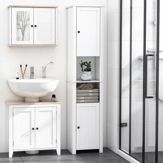 Tall Medicine Cabinet, Freestanding Bathroom Storage, White
