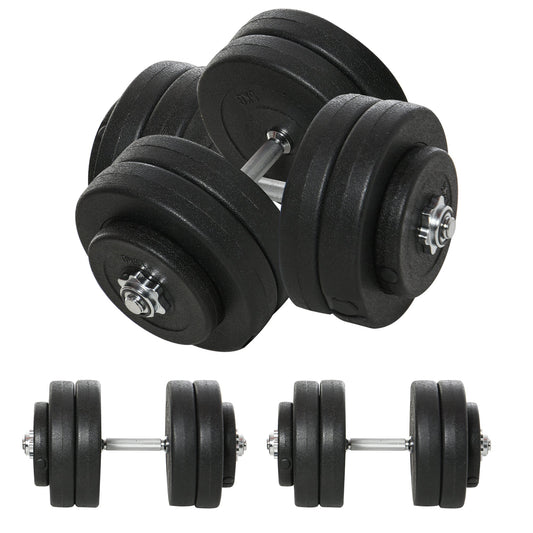 Adjustable 2 x 55lbs Weight Dumbbell Set for Weight Fitness Training Exercise Fitness Home Gym Equipment, Black (Pair) - Gallery Canada