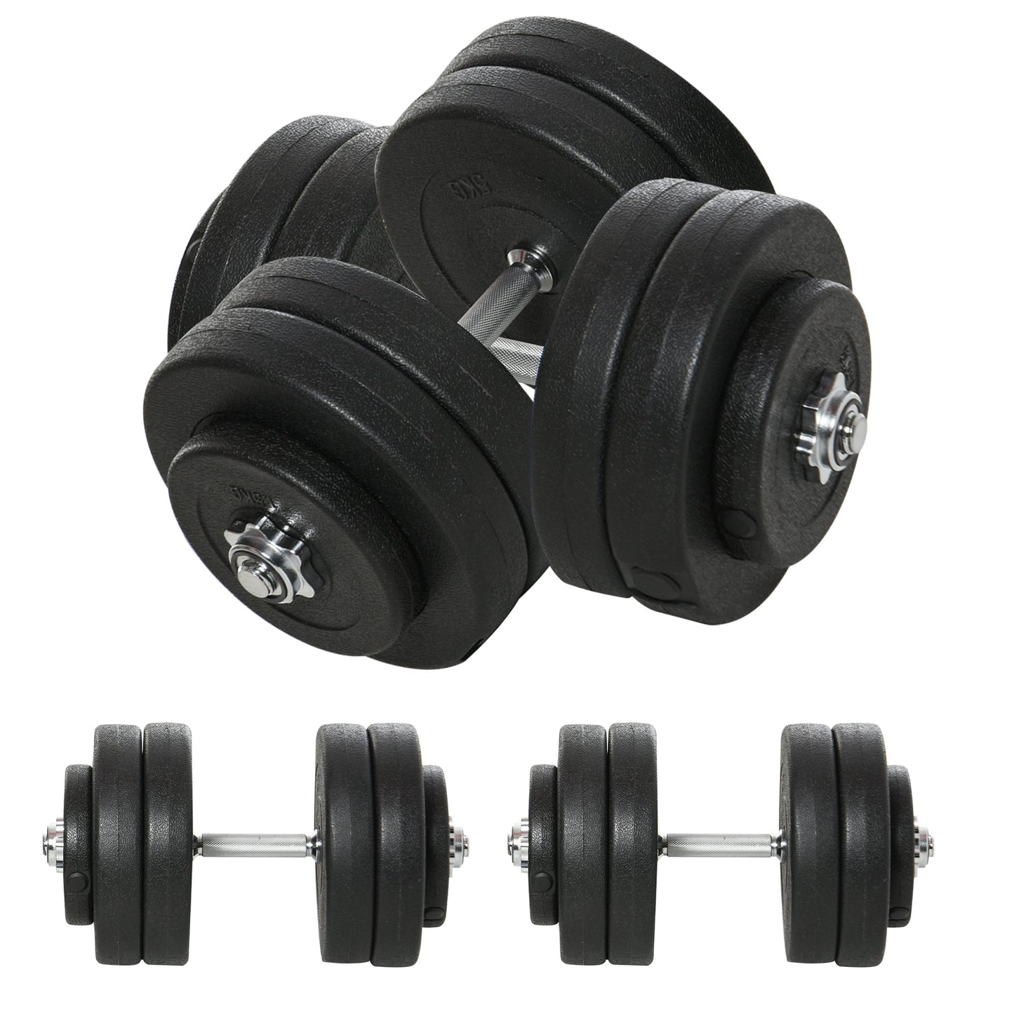 Adjustable 2 x 55lbs Weight Dumbbell Set for Weight Fitness Training Exercise Fitness Home Gym Equipment, Black (Pair) at Gallery Canada