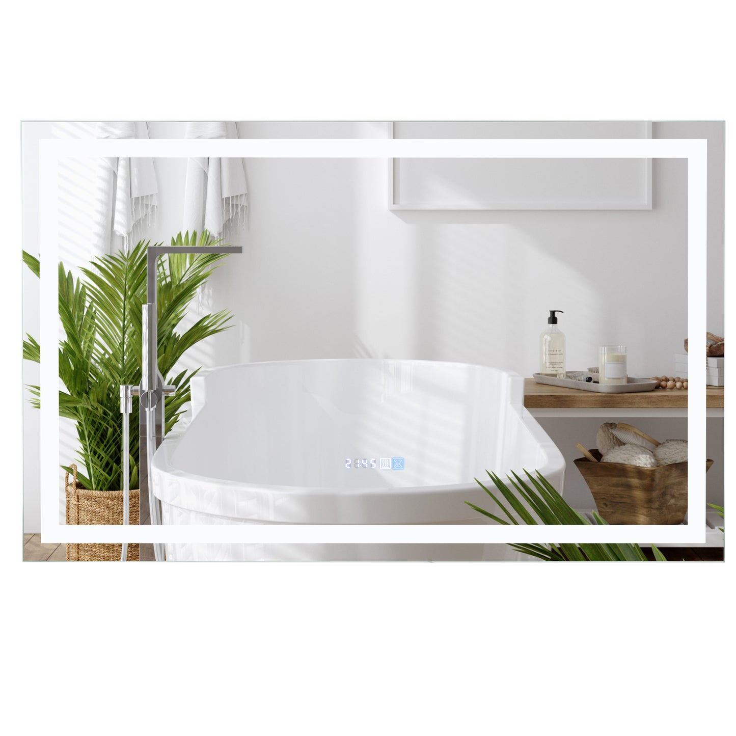 LED Bathroom Mirror Wall Mounted Rectangle Mirror with 3-Color Dimmable Lights-XL, Silver Wall Mirrors at Gallery Canada