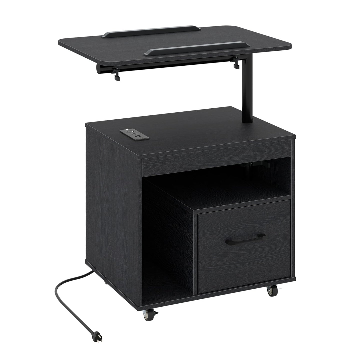 LED Nightstand with Power Outlets, Black Nightstands at Gallery Canada