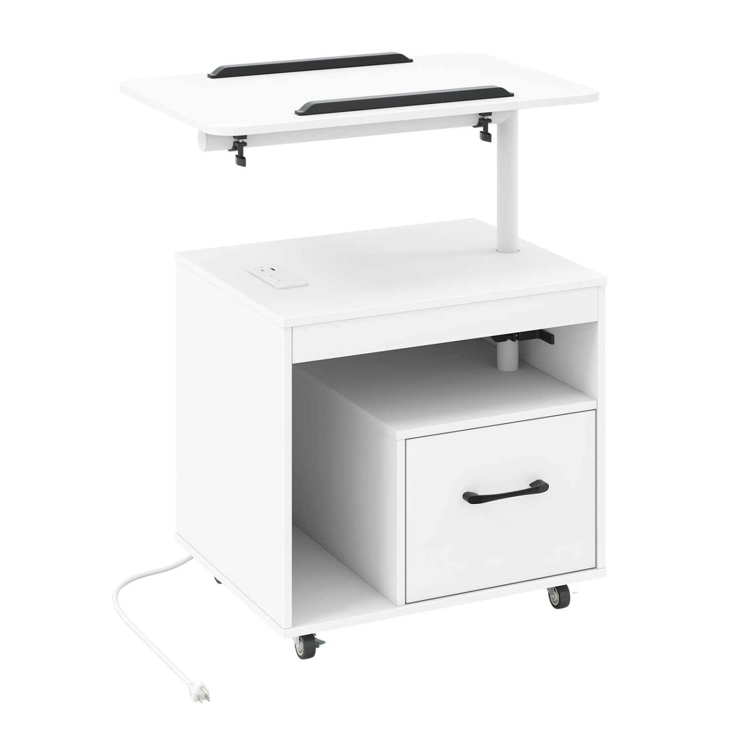 LED Nightstand with Power Outlets, White Nightstands at Gallery Canada
