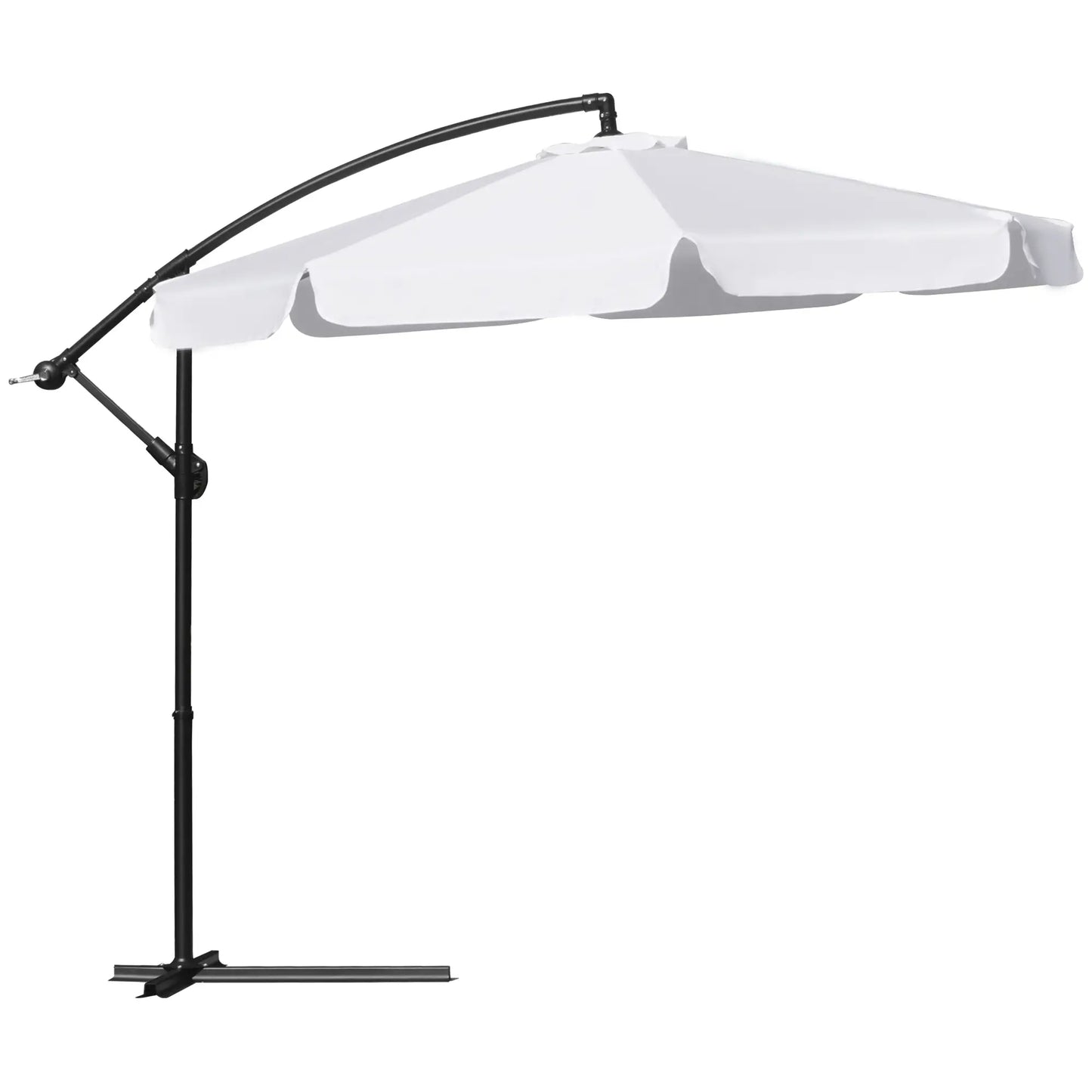 9FT Offset Hanging Patio Umbrella, Easy Tilt, Cross Base, 8 Ribs, White Cantilever Umbrellas at Gallery Canada