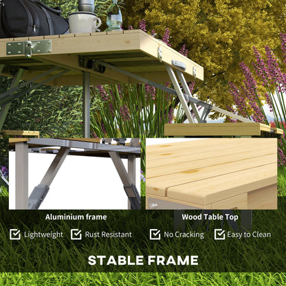 Aluminum Frame Folding Picnic Table, Portable Camping Table and Chairs Set with Umbrella Hole at Gallery Canada
