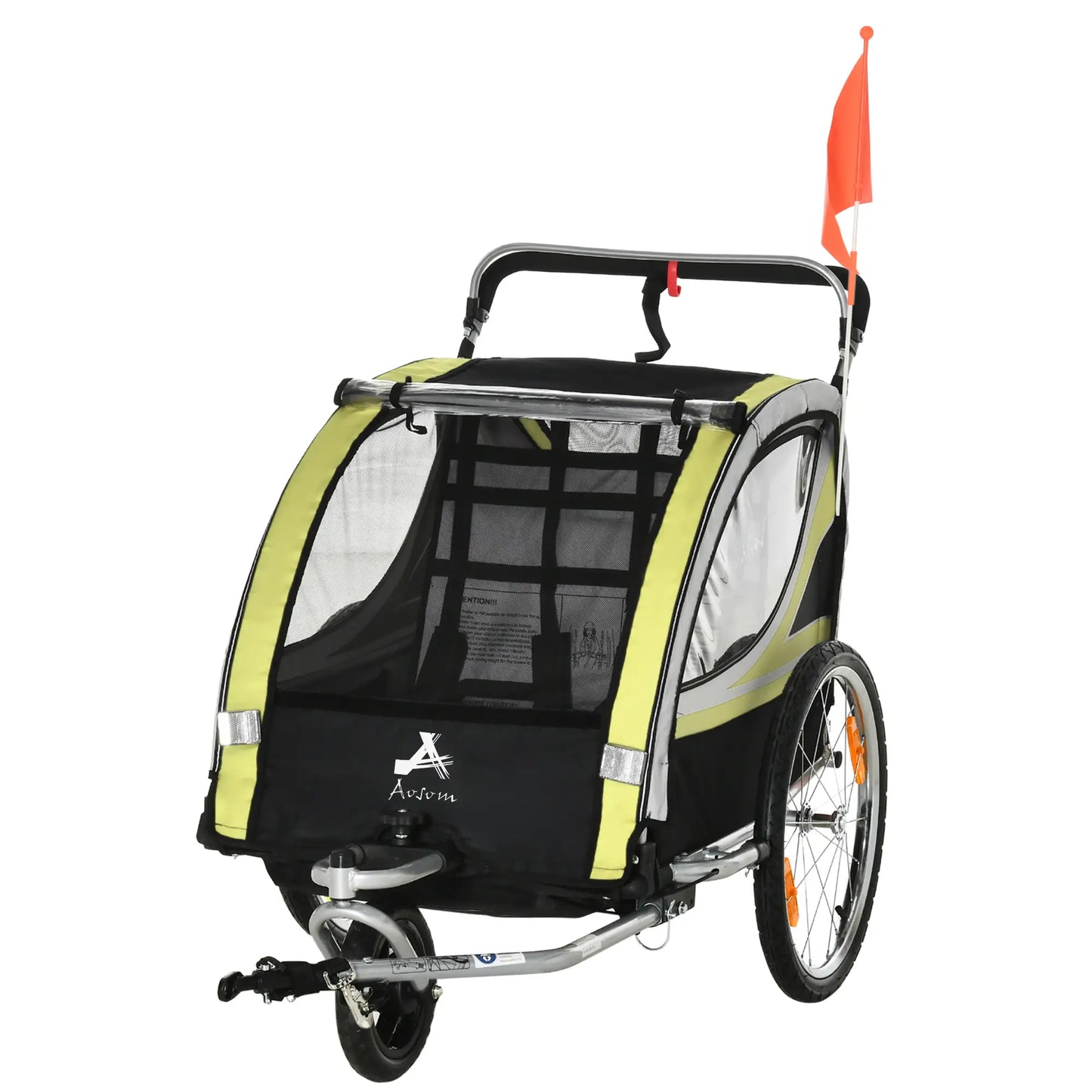 2 Seat Bike Trailer, Kids Jogging Stroller, Handbrake, Yellow Kids Bike Trailers at Gallery Canada