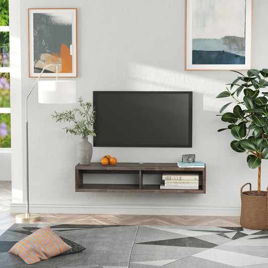 Floating TV Stand for 50" TVs, Wall Mounted, Wood Grain, Dark Grey TV Stands Dark Grey with Wood Grain at Gallery Canada