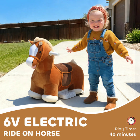 Electric Ride On Horse, Battery Powered Toy, Brown Rocking Horses at Gallery Canada
