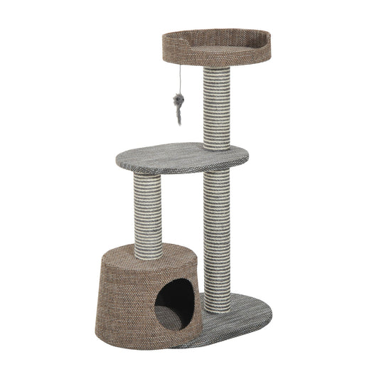 Scratching Cat Tree Post Climbing Kitten Pets Furniture with Toy, Brown at Gallery Canada