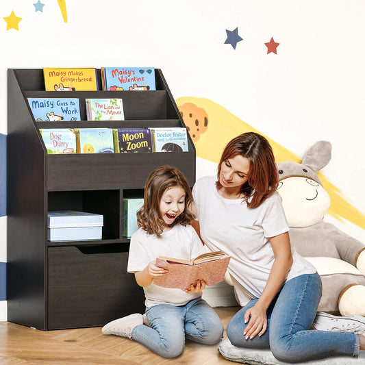 Kids Bookcase, Multi-Shelf Organizer with Drawer, Brown Baby & Kids Storage Brown at Gallery Canada