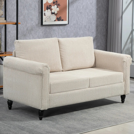 Vintage Loveseat, Upholstered 2 Seater Sofa, Beige 2-Seater Sofas Beige, Black at Gallery Canada