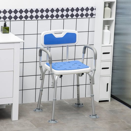 Adjustable Shower Chair with Arms, Back, Anti-Slip Seat, 299lbs Bath Chairs White, Grey at Gallery Canada