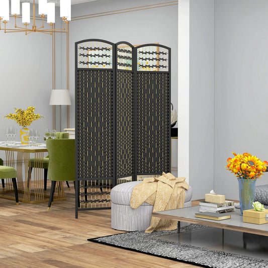 3 Panel Folding Room Divider, Portable Privacy Screen, Black Room Dividers Black at Gallery Canada