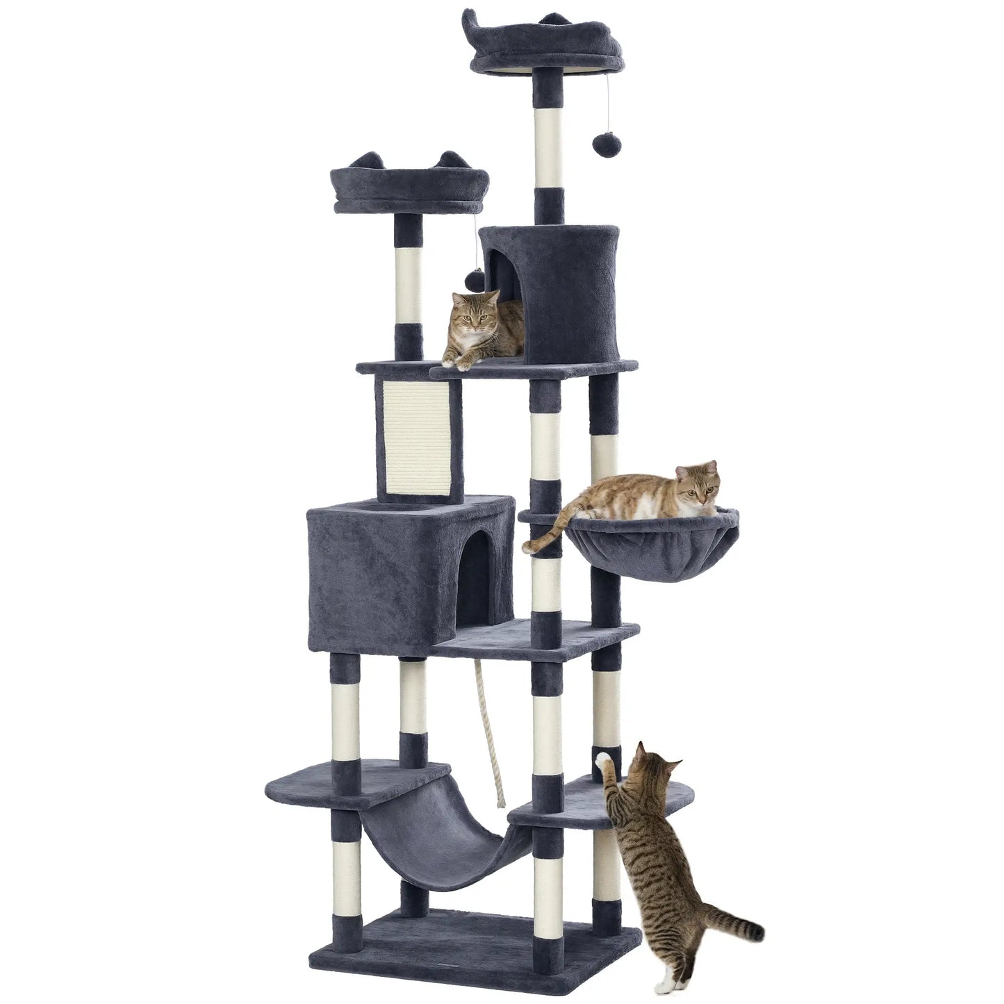 81" Large Cat Tree, Scratching Posts, Condos, Beds, Hammocks, Dark Grey Cat Towers at Gallery Canada