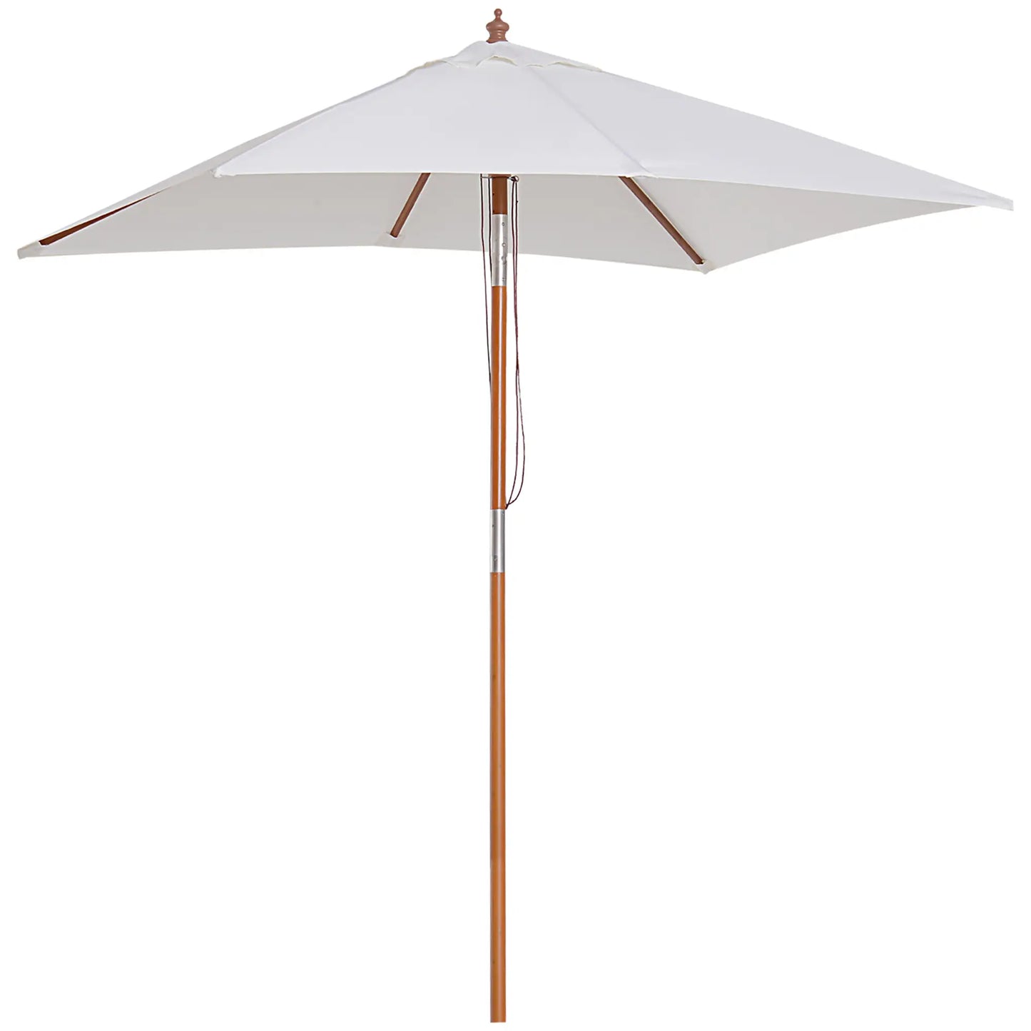 6.6x5ft Fir Wooden Patio Umbrella, Square Market Parasol, Tilt Mechanism, 6 Ribs, Cream White Sun Umbrellas at Gallery Canada