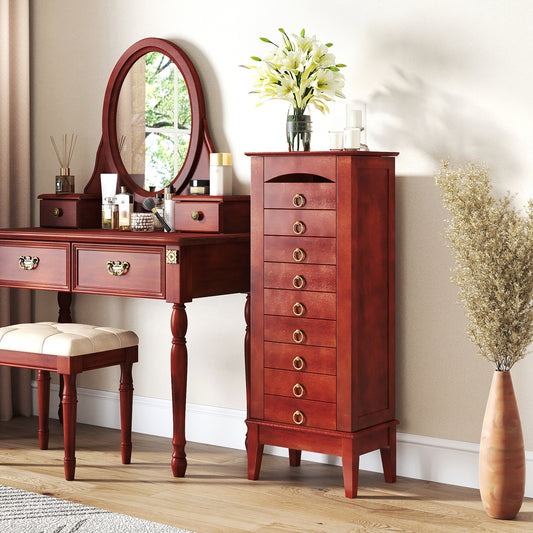 Large Capacity Jewelry Storage Cabinet, 9 Drawers, Brown Jewelry Armoires Brown at Gallery Canada