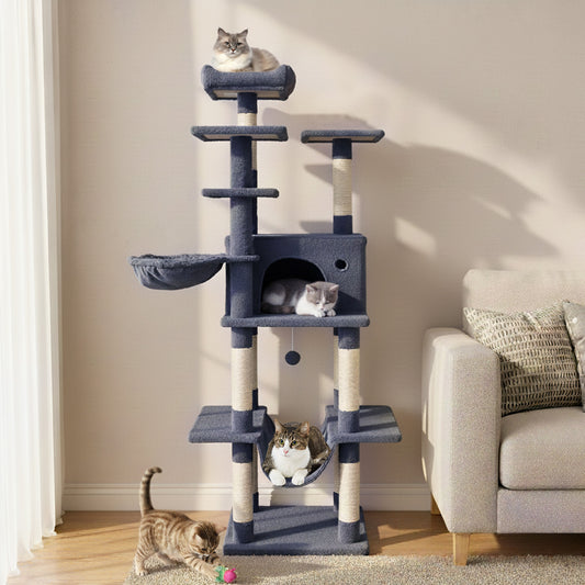 Large Cat Tree for Indoor Cats 63" Tall Cat Tower, Dark Gray Cat Trees Condos & Scratchers Dark Gray at Gallery Canada