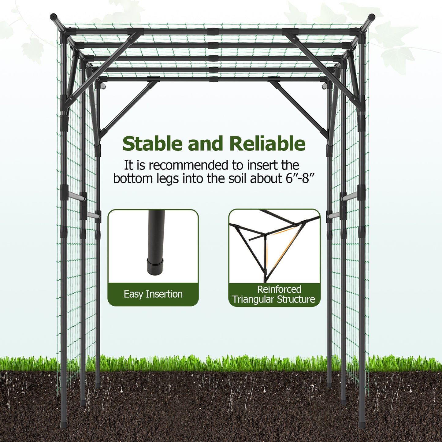 Large Garden Arch Trellis for Climbing Plants Outdoor Grape Vine Support, Black Outdoor Decor at Gallery Canada