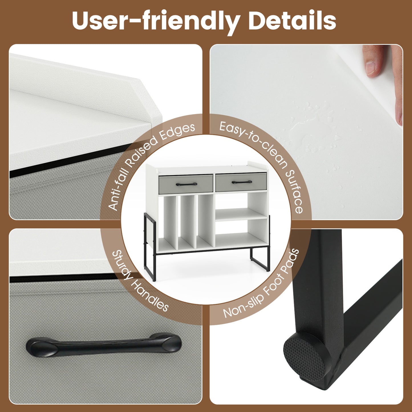 Large Record Player Stand with Charging Station Mid Century Modern Vinyl Storage Cabinet, White End & Side Tables at Gallery Canada