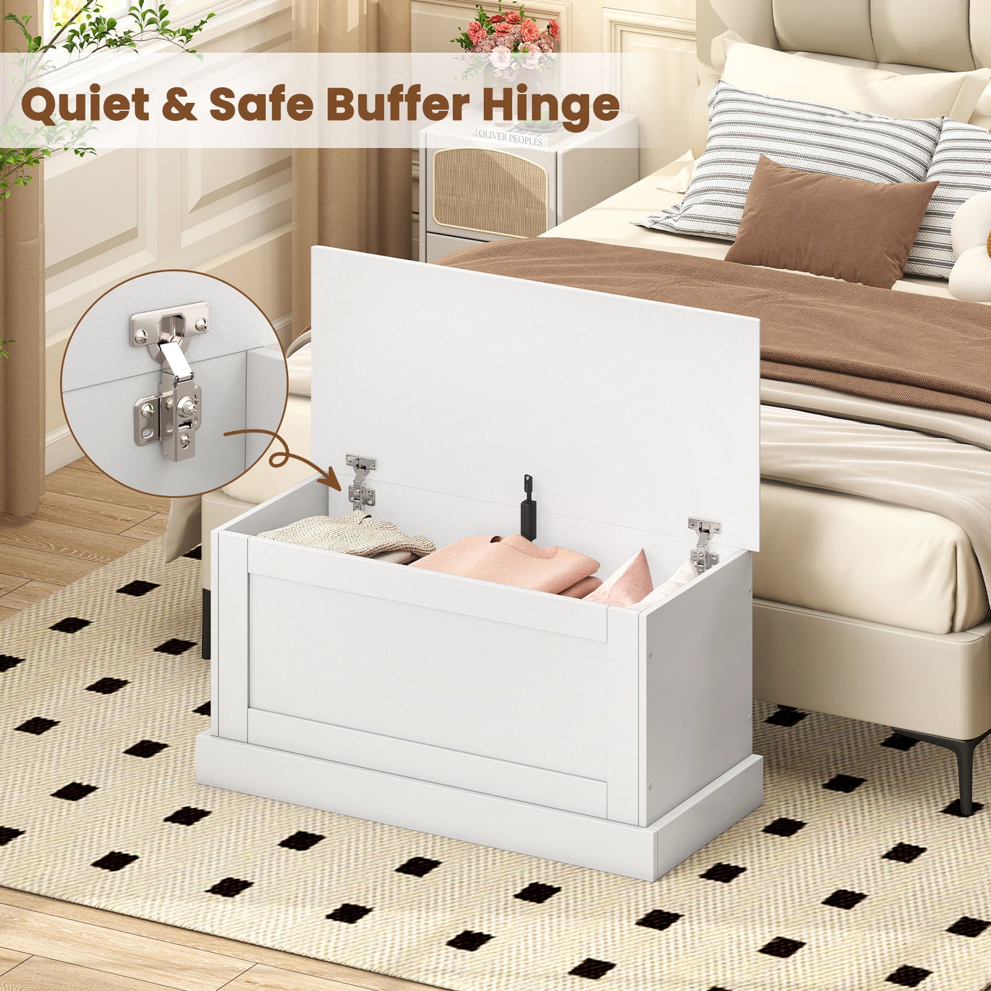 Large Storage Chest, Safety Metal Hinge, Off White Shoe Racks & Storage Benches at Gallery Canada