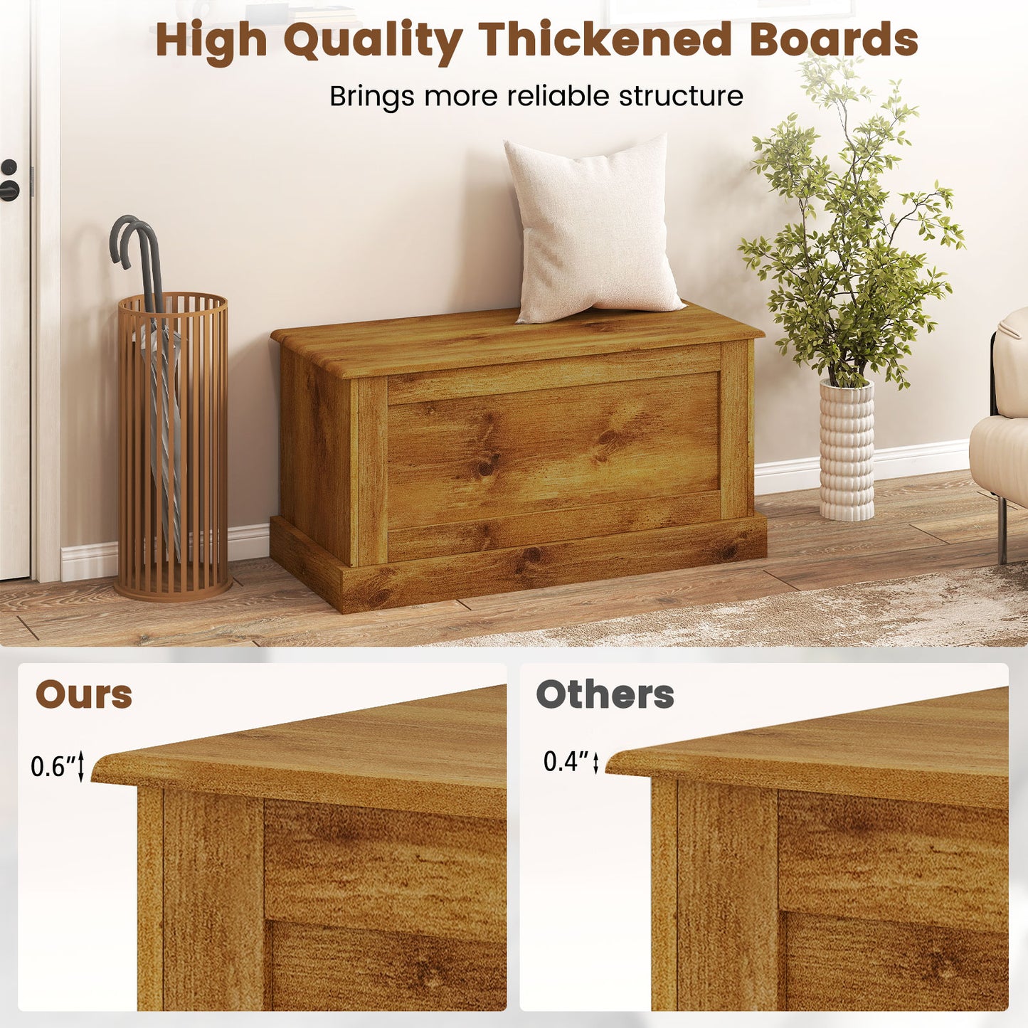 Large Storage Chest, Natural, Metal Hinge Shoe Racks & Storage Benches at Gallery Canada