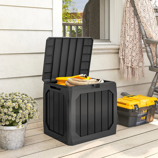32 Gallon Deck Box, Resin Outdoor Storage, Waterproof UV Resistant Patio Storage Boxes Black at Gallery Canada